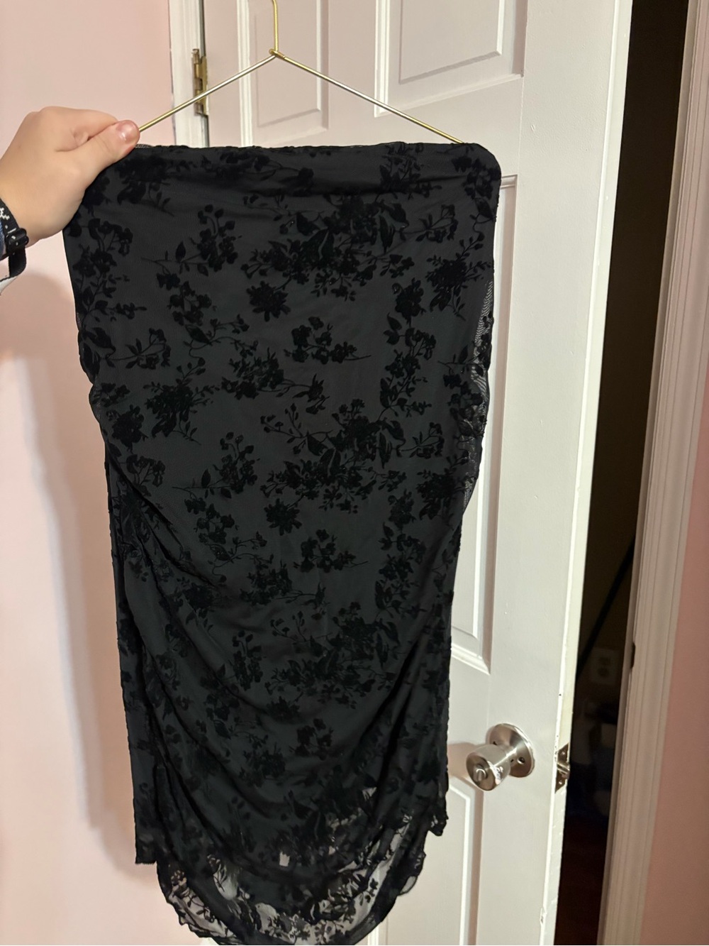 Black Floral Lace Mini Dress
